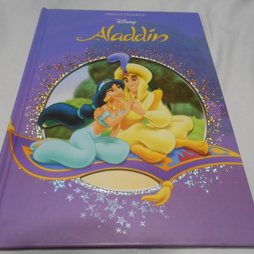 NEW DISNEY CLASSICS ALLADIN HC PICTURE STORYBOOK GLITTER CUTOUT COVER 2017 RARE